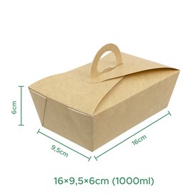 American Box with handles "Doggy Bag" Kraft 16x9,5x6cm (200 Units)