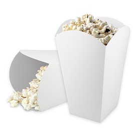 Paper Popcorn Box Medium Size White 90gr 7,8x10,5x18cm (350 Units)