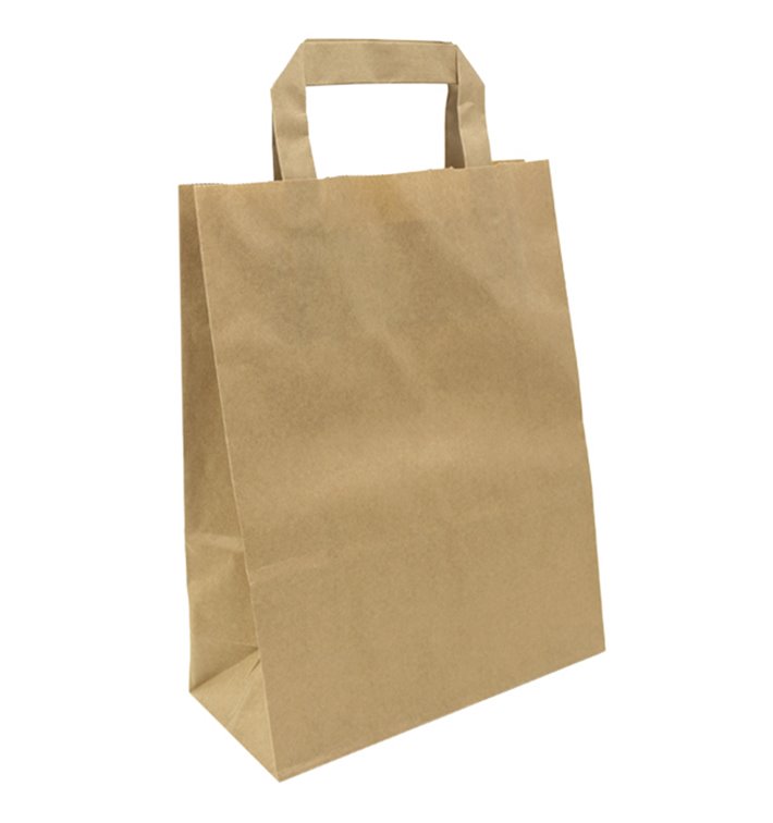 Flat Handle Kraft Paper Bags 80g/m² 22+10x28cm (50 Units)