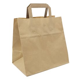 Paper Bag with Handles Kraft Flat 70g/m² 25+17x26cm (250 Units)