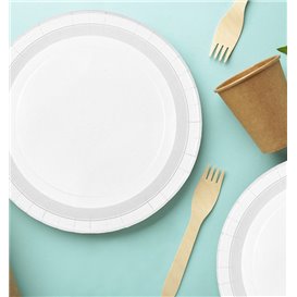 Paper Plate Round Greaseproof Shape White  Ø18cm 220g/m² (400 Units) 