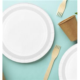 Paper Plate Round Greaseproof Shape White  Ø22cm 220g/m² (400 Units) 