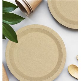 Paper Plate Round Shape Greaseproof Kraft Ø22cm 195g/m² (50 Units) 