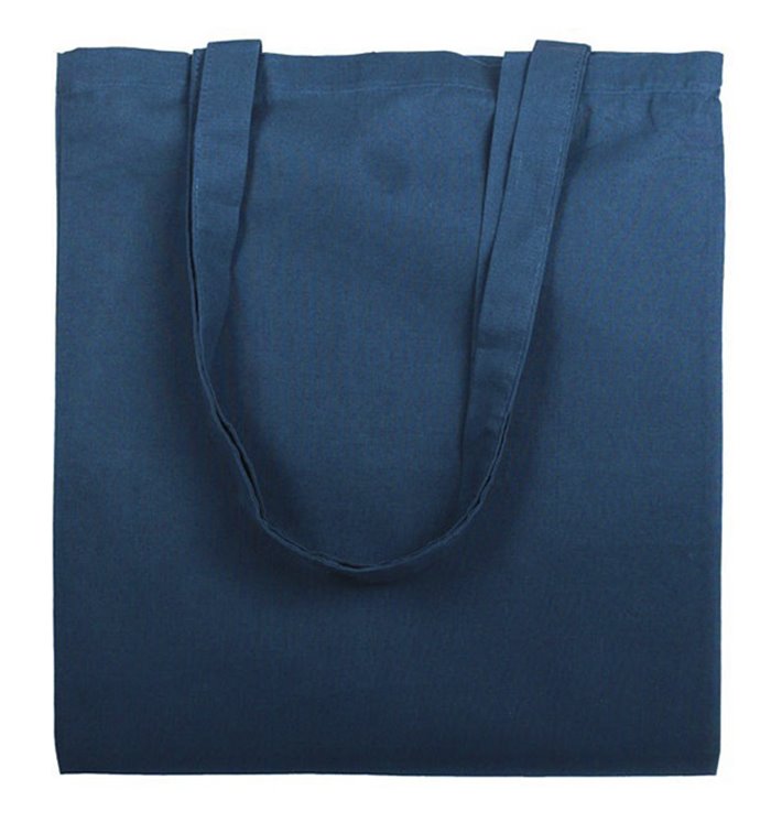 Cotton Bag with Long Handles Navy Blu 38x42cm (25 Units)