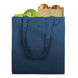 Cotton Bag with Long Handles Navy Blu 38x42cm (25 Units)