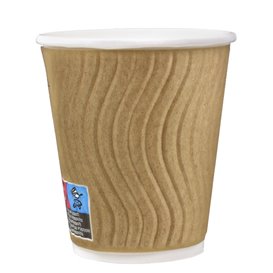 Paper Cup Ripple Wall Kraft 9Oz/270ml Ø8,0cm (25 Units)