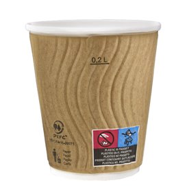 Paper Cup Ripple Wall Kraft 9Oz/270ml Ø8,0cm (25 Units)