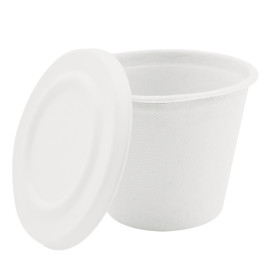 Sucarcane Lid Container 425ml White Ø9,5cm (50 Units)