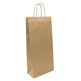 Paper Bottle Bag with Handles Kraft 18+8x39cm (300 Units)