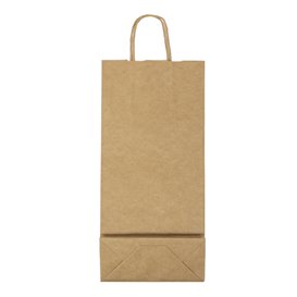 Paper Bottle Bag with Handles Kraft 18+8x39cm (50 Units) 