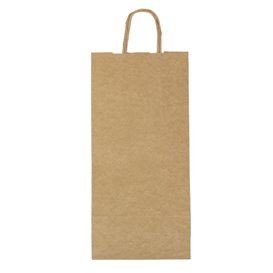 Paper Bottle Bag with Handles Kraft 18+8x39cm (50 Units) 