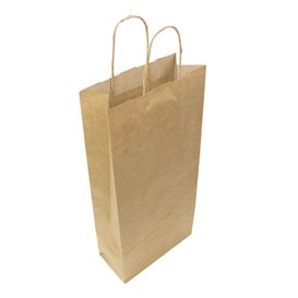 Paper Bottle Bag with Handles Kraft 18+8x39cm (50 Units) 