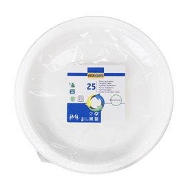 Reusable Plate Deep Economic PS White Ø22cm (25 Units)