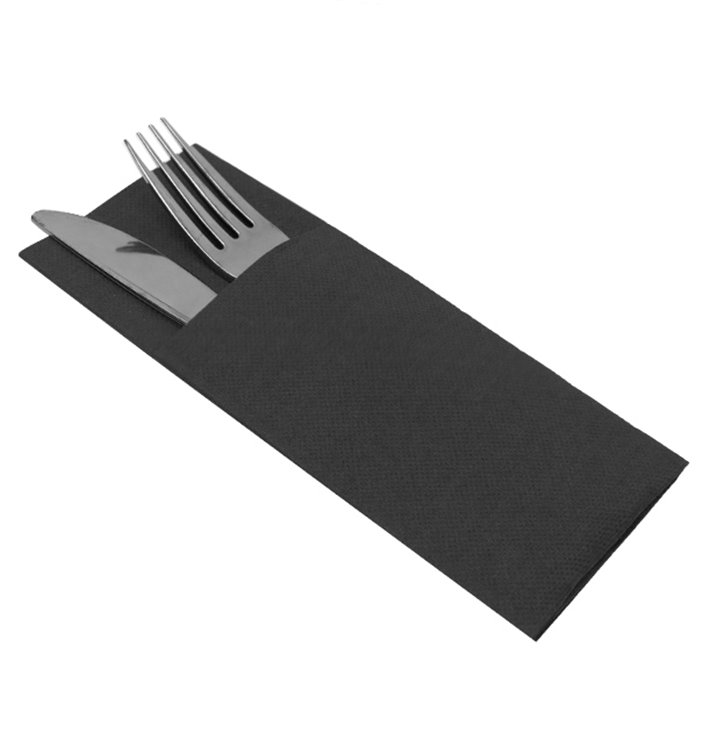 Cutlery Napkin Fold Micropoint 33x40cm Black (60 Units)