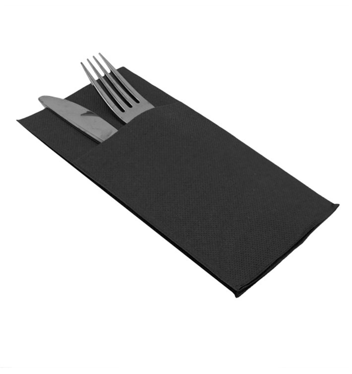 Cutlery Napkin Fold Micropoint 40x40cm Black (30 Units)