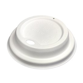 Lid with Hole of Moulded Cellulose Fibre White Ø8,0cm (50 Units)