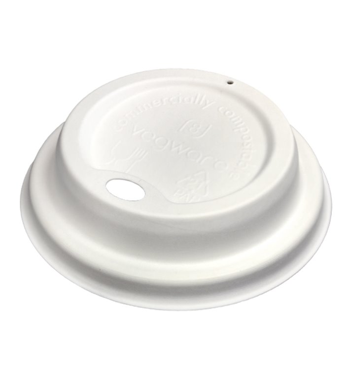 Lid with Hole of Moulded Cellulose Fibre White Ø8,0cm (50 Units)