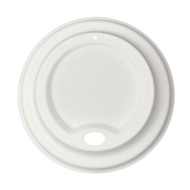 Lid with Hole of Moulded Cellulose Fibre White Ø8,0cm (50 Units)