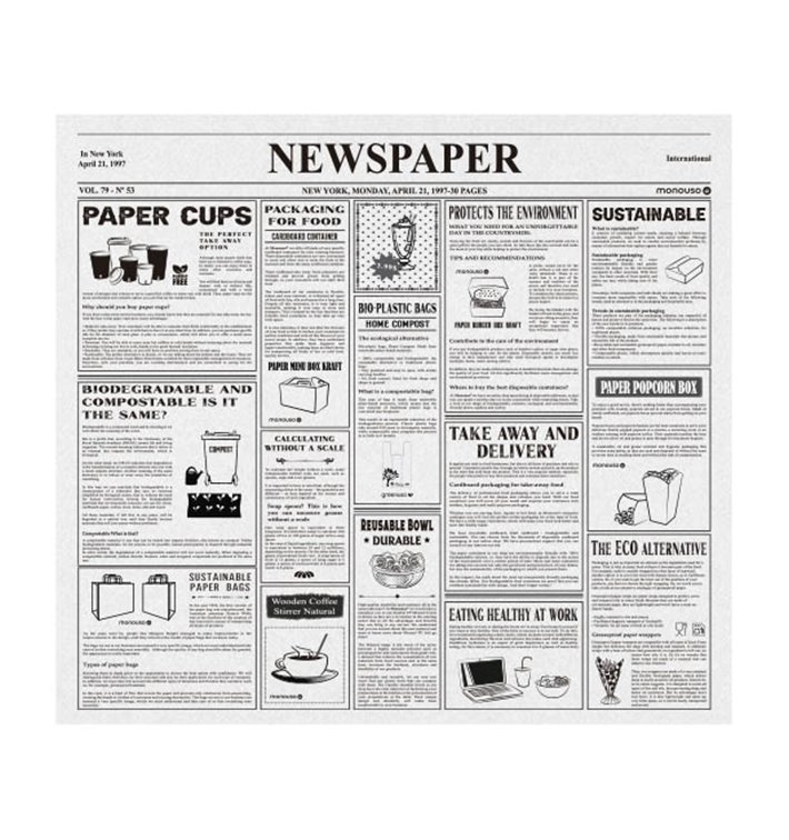 Paper Food Wrap Grease-Proof "Periodico" 28x31cm (1000 Units) 