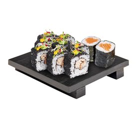 Bamboo Sushi Tray Black 15x15x2,5cm (40 Units)