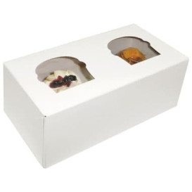 Paper Cupcake Box 2 Slot White 19,5x10x7,5cm (20 Units) 