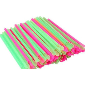 Plastic Straw Straight PS Spoon 4 colors Ø0,6cm 20cm (250 Units)