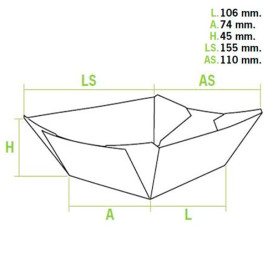 Paper Food Boat Tray 350ml 10,6x7,3x4,5cm (25 Units) 