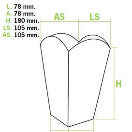 Paper Popcorn Box Medium Size White 90gr 7,8x10,5x18cm (25 Units) 