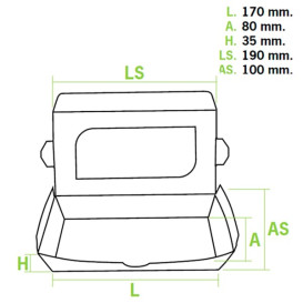 Paper Take-out Container "Premium" 19x10x3,5cm 480ml (10 Units) 