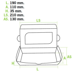 Paper Take-out Container "Premium" 21x13x3,5cm 730ml (25 Units)