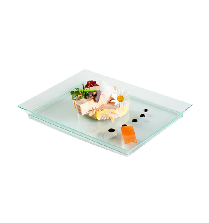 Plastic Tray PS Extra Rigid Water Green 13x18cm 