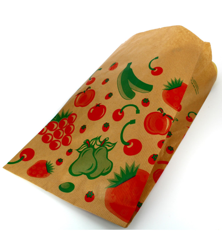 Paper Food Bag Fruit Design 18+10x32cm 