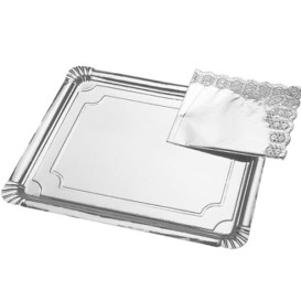 Paper Tray Rectangular shape Silver 18x24cm (800 Units)