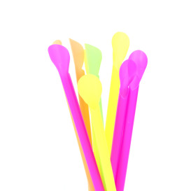 Plastic Straw Straight PS Spoon 4 colors Ø0,6cm 20cm (250 Units)