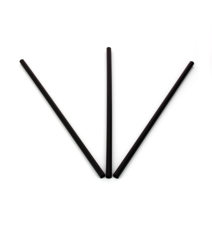 Plastic Straw for Cocktail or Mojito PS Straight Black Ø0,6cm 13cm 