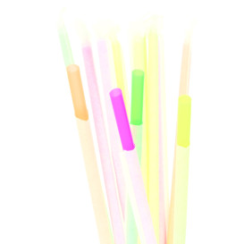 Plastic Straw Straight PS Fluorescent Wrapped Ø0,6cm 20cm (10000 Units)