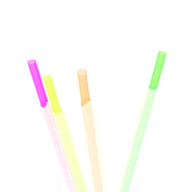 Plastic Straw Straight PS Fluorescent Wrapped Ø0,6cm 20cm (10000 Units)