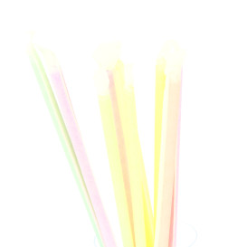 Plastic Straw Straight PS Fluorescent Wrapped Ø0,6cm 20cm (10000 Units)