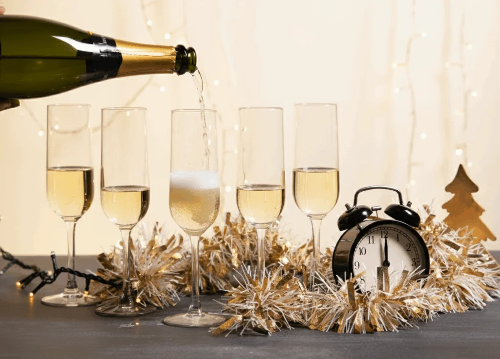 Personalized cava glasses for a unique New Year's Eve toast.