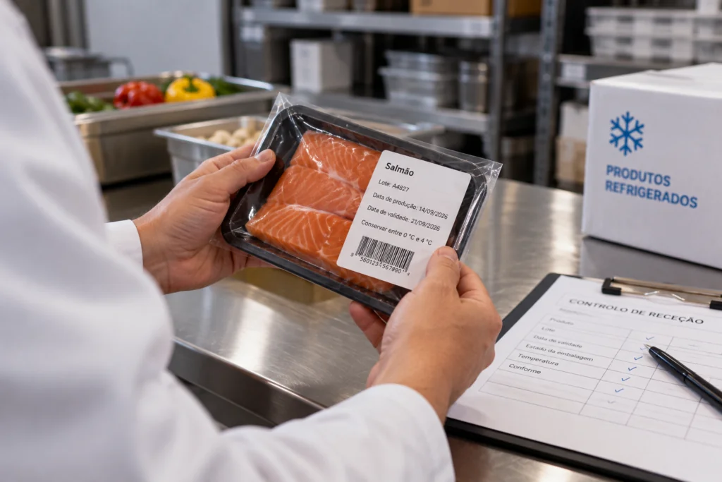 Batch number, expiry date and salmon storage checks within the types of food traceability